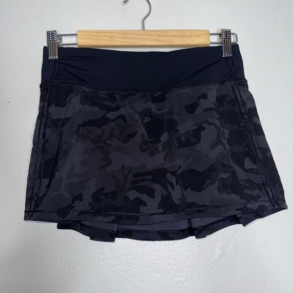 Lululemon Pace Rival Mid Rise Skirt 4 Heritage 365 Camo Deep Coal Multi Black - Picture 2 of 8